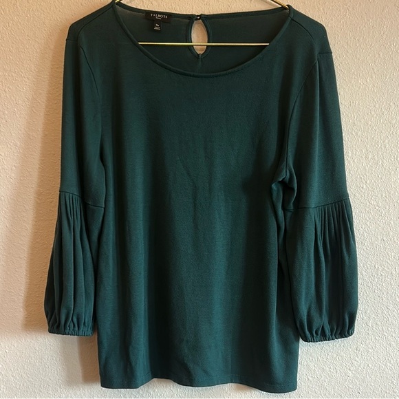 Talbots Tops - Talbots Teal Blouse with Gathered Sleeves